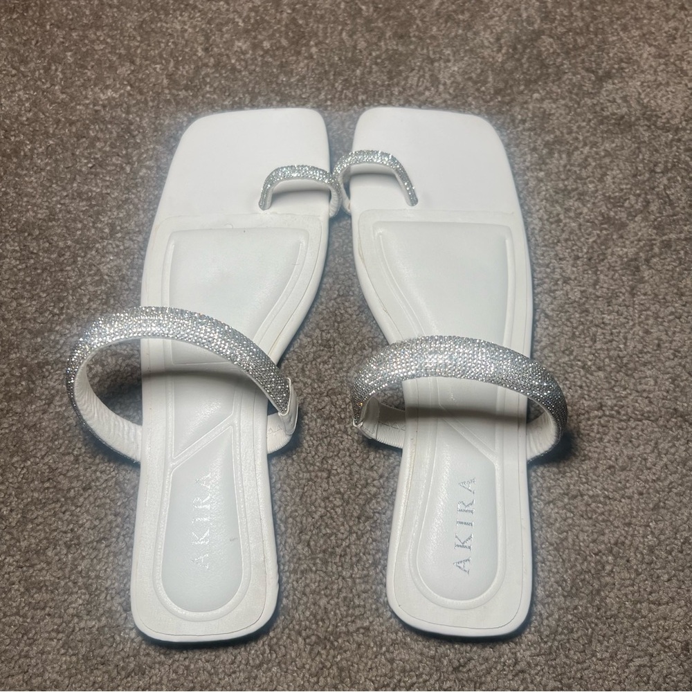 Embellished Rhinestone Flat Sandals - Picture 2 of 5